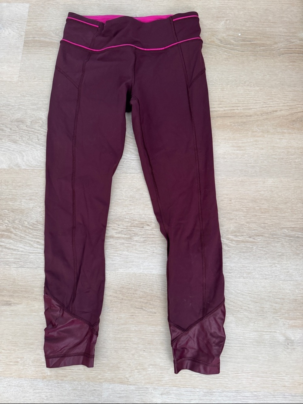 lululemon athletica Burgundy Leggings with Pink Trim